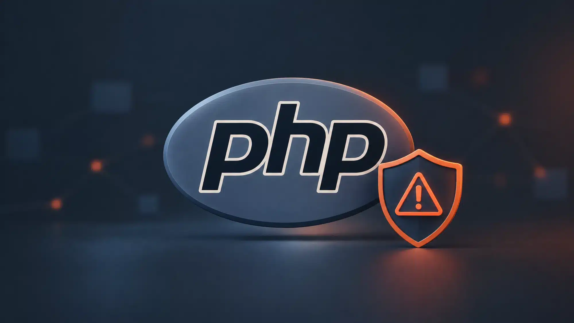 PHP logo with a security warning shield